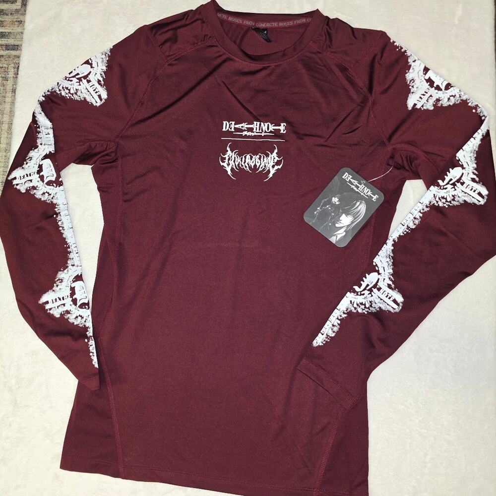 Civil Regime x Death Note long-sleeve compression shirt in a maroon/red color L